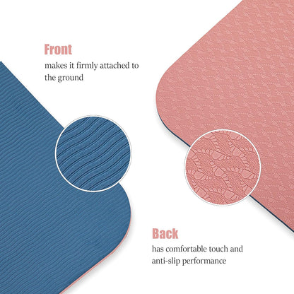 Premium Non-Slip Yoga Mat with Alignment Lines - 6mm Thick Exercise Mat