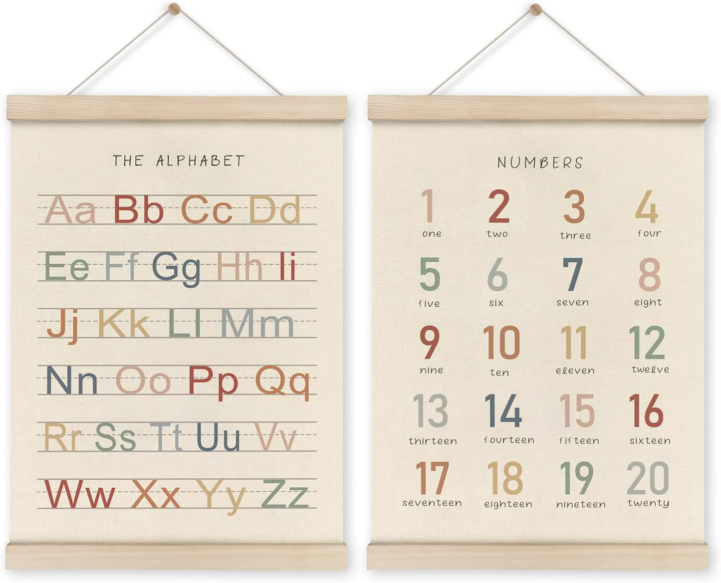 Alphabet, Numbers, Nursery Wall Art Decor | Linen Canvas Prints | Australia