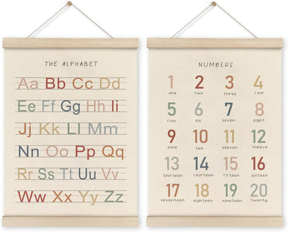 Alphabet, Numbers, Nursery Wall Art Decor | Linen Canvas Prints | Australia