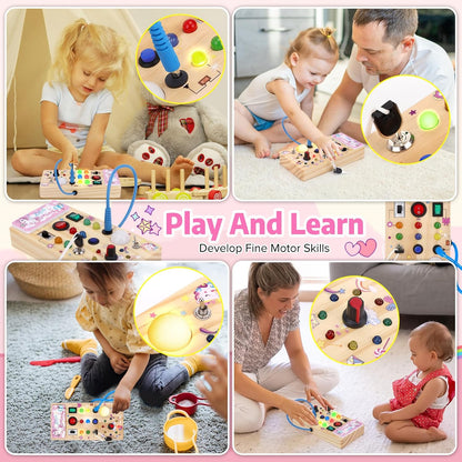 Montessori Busy Board Kids Toys, Toys for 1+ Year Old, Sensory Wooden Boy Toddler Games
