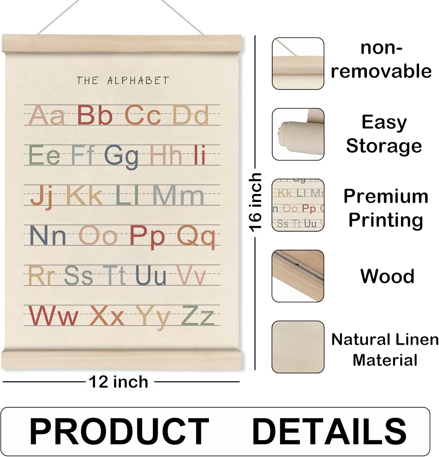 Alphabet, Numbers, Nursery Wall Art Decor | Linen Canvas Prints | Australia