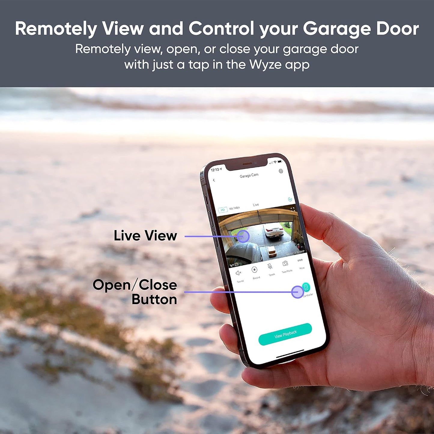 WYZE Smart Garage Door Opener w/Built-in HD Video, Remotely Control Garage Door, 1080p HD Video w/Color Night Vision, Two-Way Audio