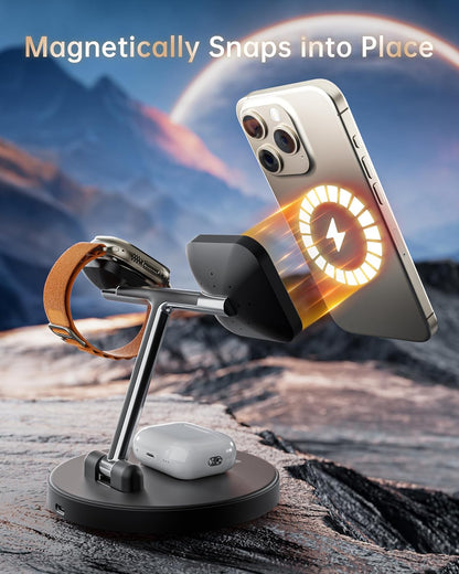 3-in-1 MagSafe Wireless Charger Stand – Fast Charging for iPhone, Apple Watch & AirPods