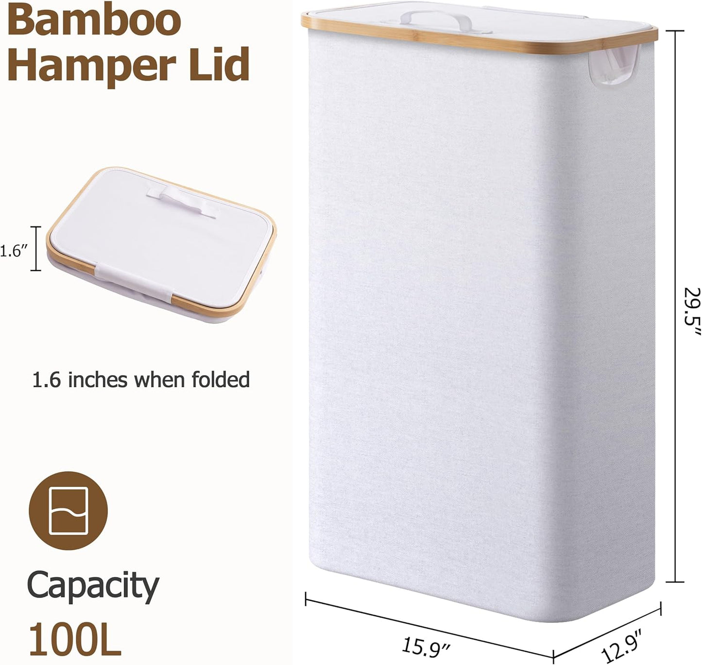Large Double Hamper | Storage Basket with Lid & Removable Bags