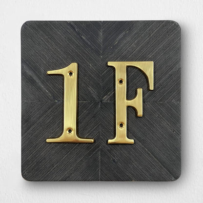HASWARE 4 Inch Brass Modern Curvy House Number Polished Brass Finish Stylish Door Numbers Signage Plaque Street Home Address Numerals (A, Brass)