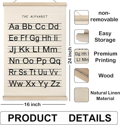 Alphabet, Numbers, Nursery Wall Art Decor | Linen Canvas Prints | Australia