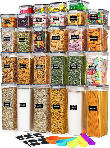 stusgo 42 Pack Airtight Food Storage Containers Set - Cereal Storage Containers for Kitchen Storage & Organisation with Lids & BPA Free Pantry Storage Containers Organiser
