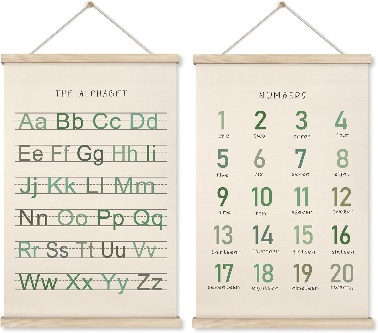 Alphabet, Numbers, Nursery Wall Art Decor | Linen Canvas Prints | Australia