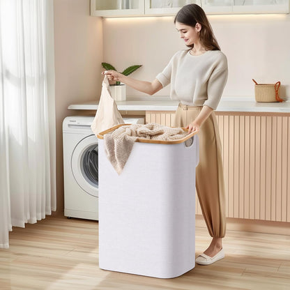 Large Double Hamper | Storage Basket with Lid & Removable Bags