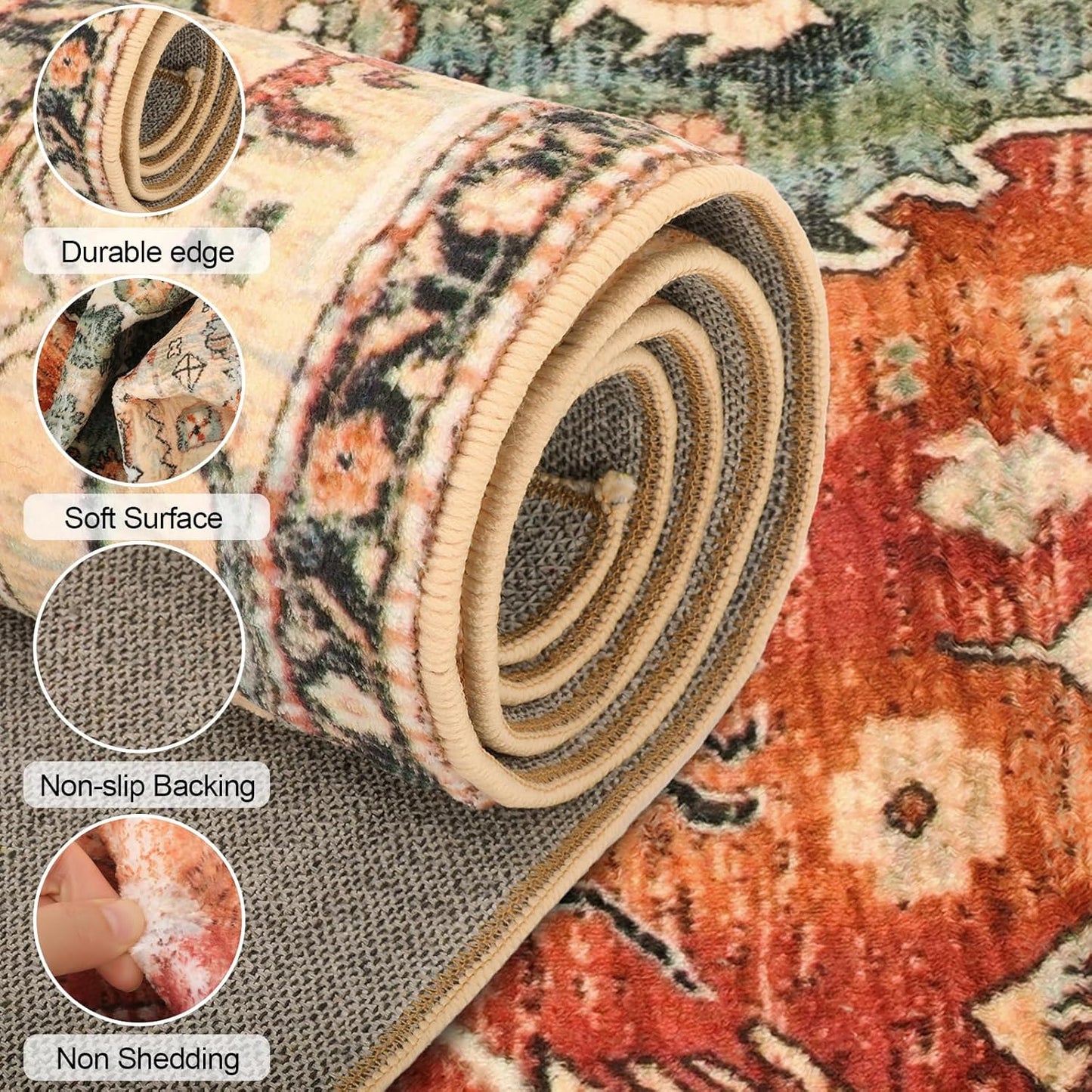 Boho Area Rug - Soft Shag Rug for Living Room | Non-Slip | Australia