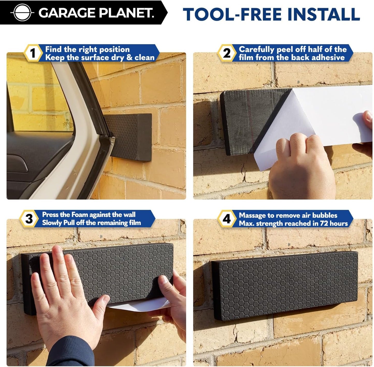 Garage Planet WP01 Garage Wall Protector Car Door Protector, Tool-Free, Designed in Australia (2-Pack)