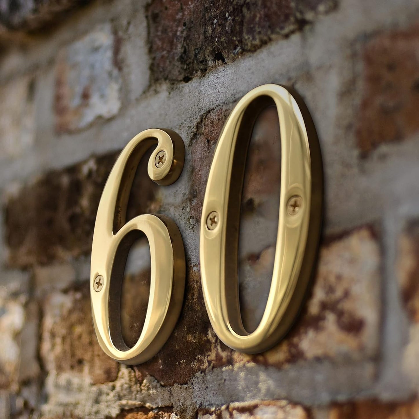 HASWARE 4 Inch Brass Modern Curvy House Number Polished Brass Finish Stylish Door Numbers Signage Plaque Street Home Address Numerals (A, Brass)