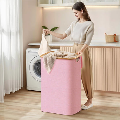 Large Double Hamper | Storage Basket with Lid & Removable Bags