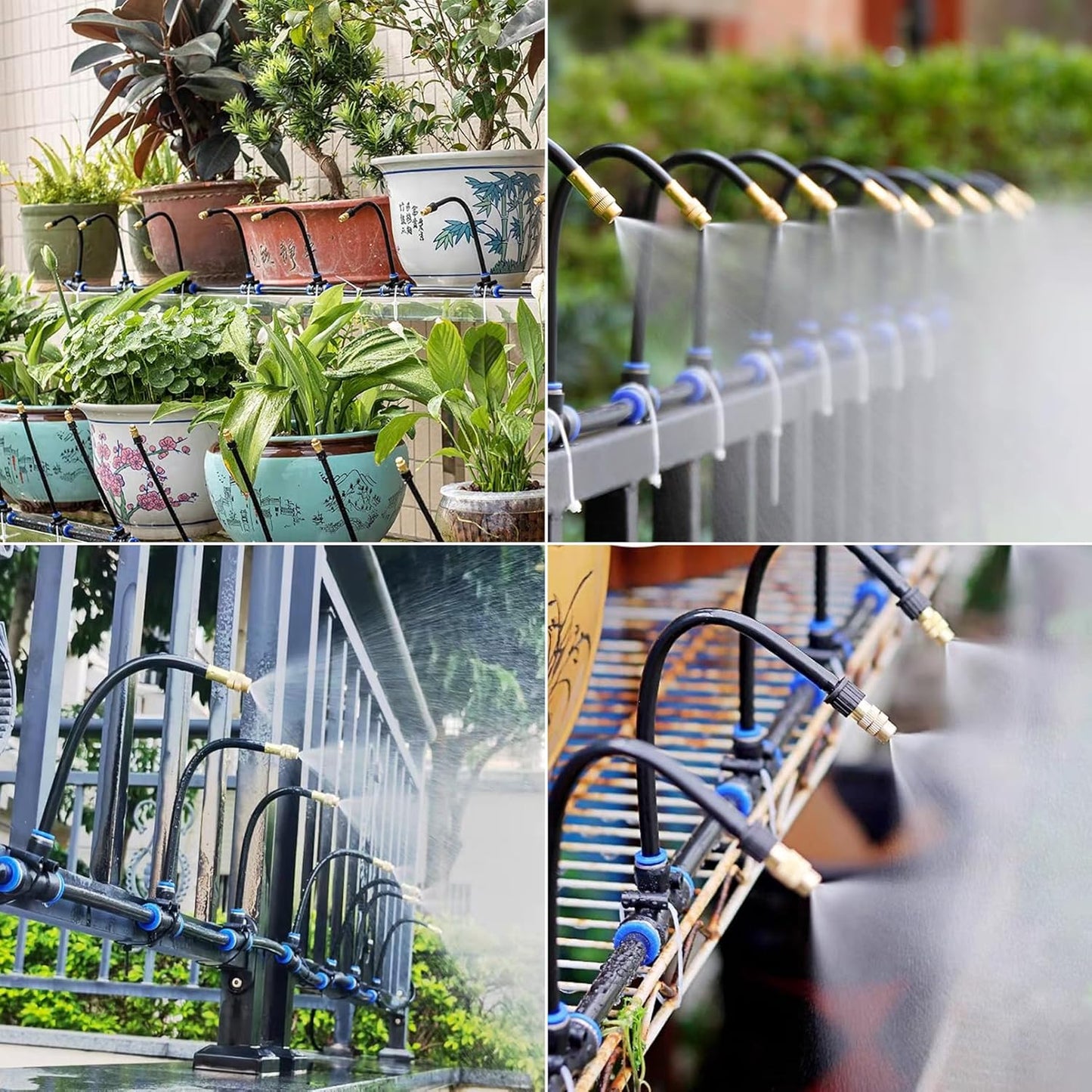 Tivddikun Drip Irrigation Kit, 360° Bendable Watering System with 49FT/15M Drip Irrigation Hose, 20 T-joints, 15 Adjustable Brass Misting Nozzles, 10 Fixed Stems, Anti-blocked Universal Faucet Adapter