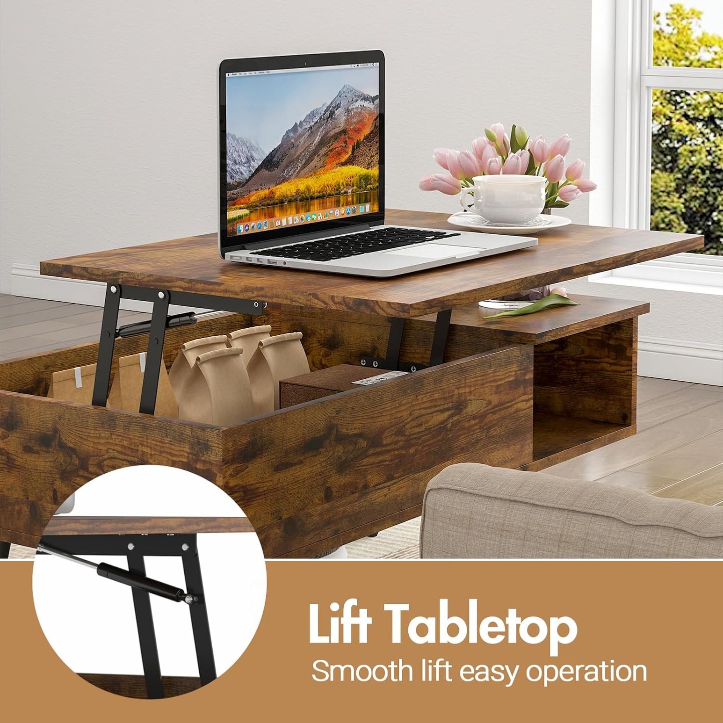 Lift Top Coffee Table | Functional Living Room Storage Desk