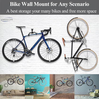 Omiention Bike Wall Mount, Bike Rack Garage,Horizontal Wall Mount Bicycle Storage Hanger Indoor Bike Holder for Haning Mountain Road Bike (1Pack)