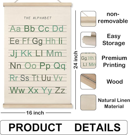 Alphabet, Numbers, Nursery Wall Art Decor | Linen Canvas Prints | Australia