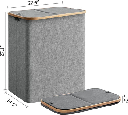 Large Double Hamper | Storage Basket with Lid & Removable Bags
