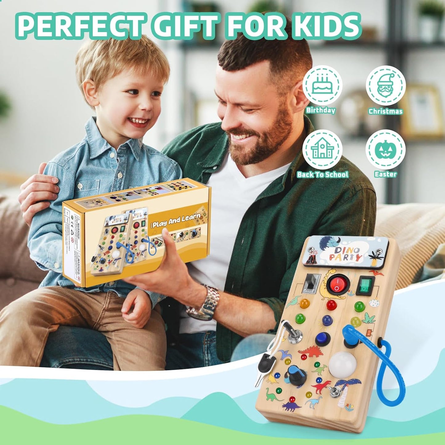 Montessori Busy Board Kids Toys, Toys for 1+ Year Old, Sensory Wooden Boy Toddler Games