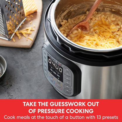 Instant Pot Duo 7-in-1 Multicooker, 5.7L - Pressure Cooker, Slow Cooker, Rice Cooker, Sauté Pan, Yogurt Maker, Steamer and Food Warmer, Brushed Stainless Steel,Black/ Grey