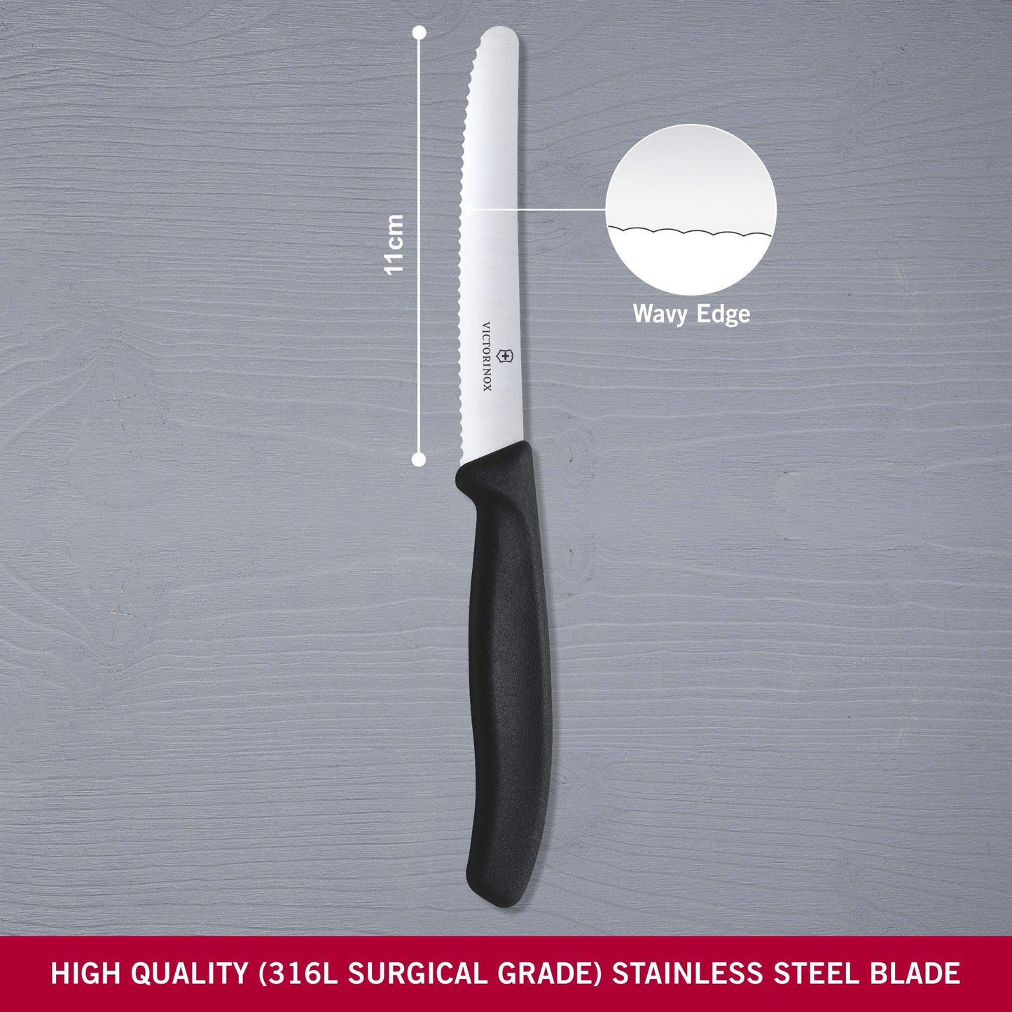 Victorinox Classic Wavy Edge Steak and Tomato Knife, Green