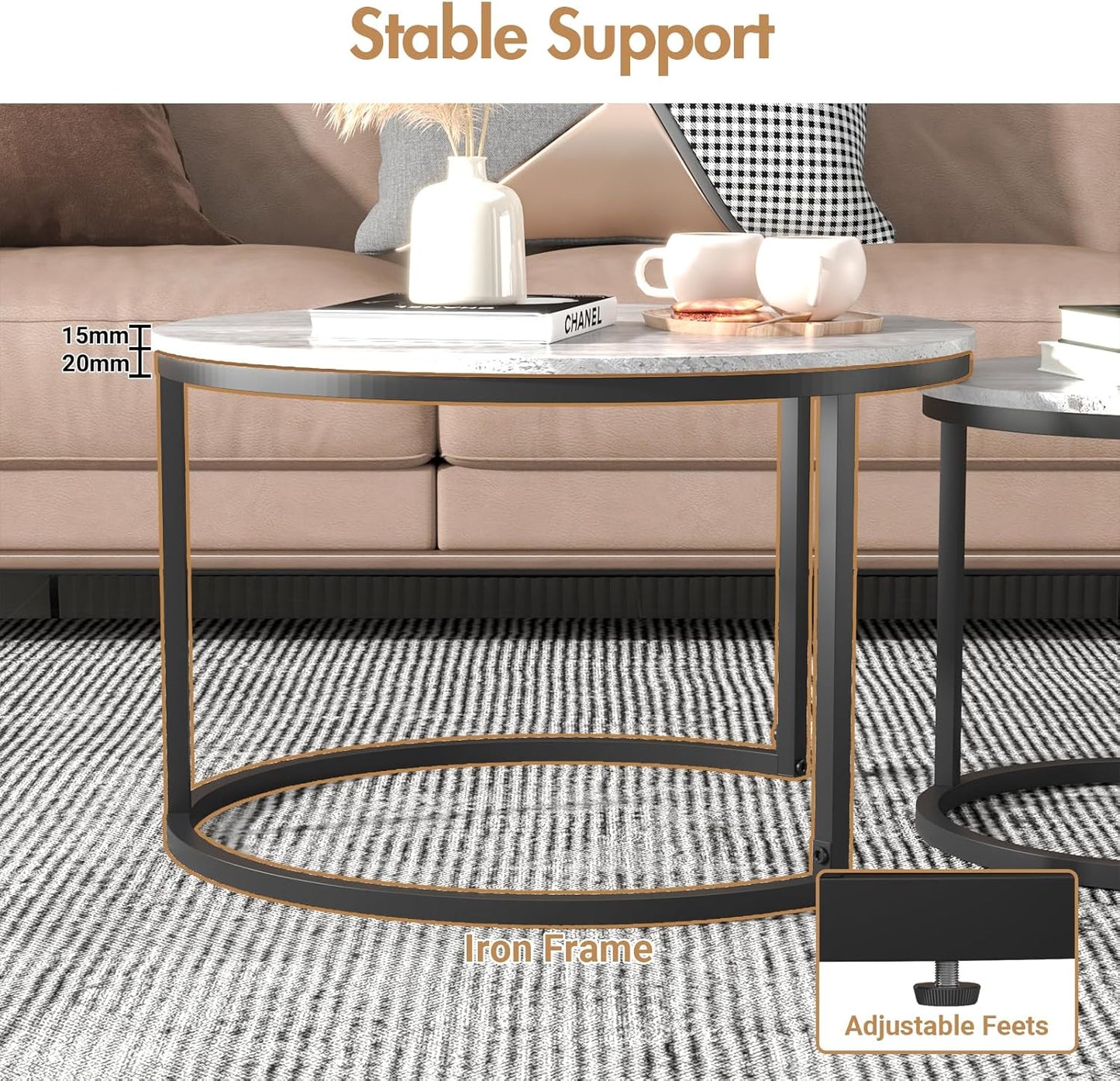 Nesting Coffee Tables Set of 2 | Space Saving Living Room Furniture