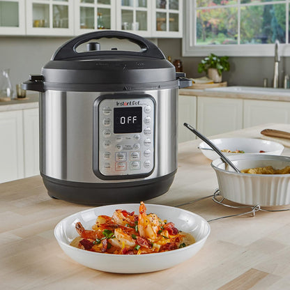 Instant Pot Duo 7-in-1 Multicooker, 5.7L - Pressure Cooker, Slow Cooker, Rice Cooker, Sauté Pan, Yogurt Maker, Steamer and Food Warmer, Brushed Stainless Steel,Black/ Grey