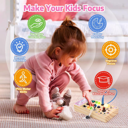 Montessori Busy Board Kids Toys, Toys for 1+ Year Old, Sensory Wooden Boy Toddler Games