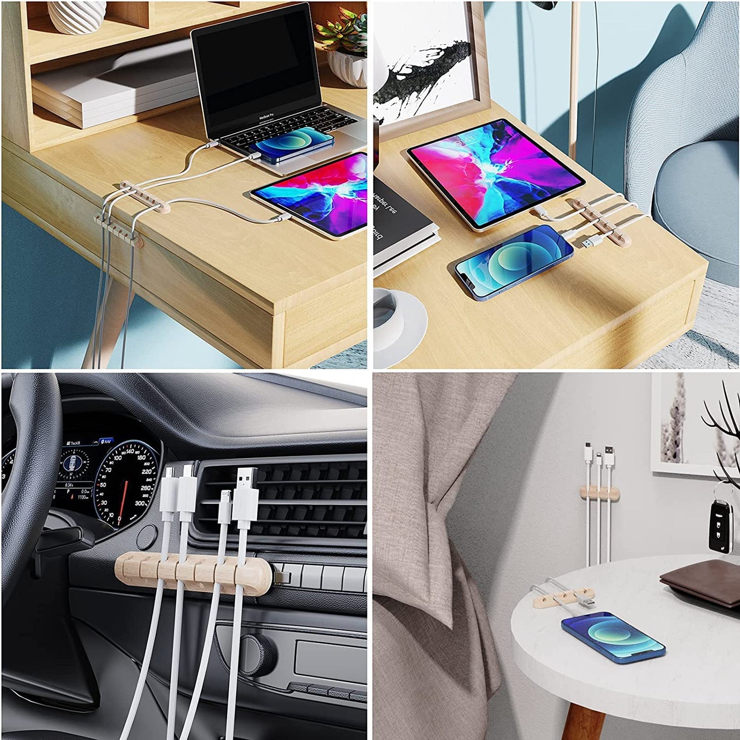 Cable Holder Clips | Desk Cord Organizer | Wire Management Solution