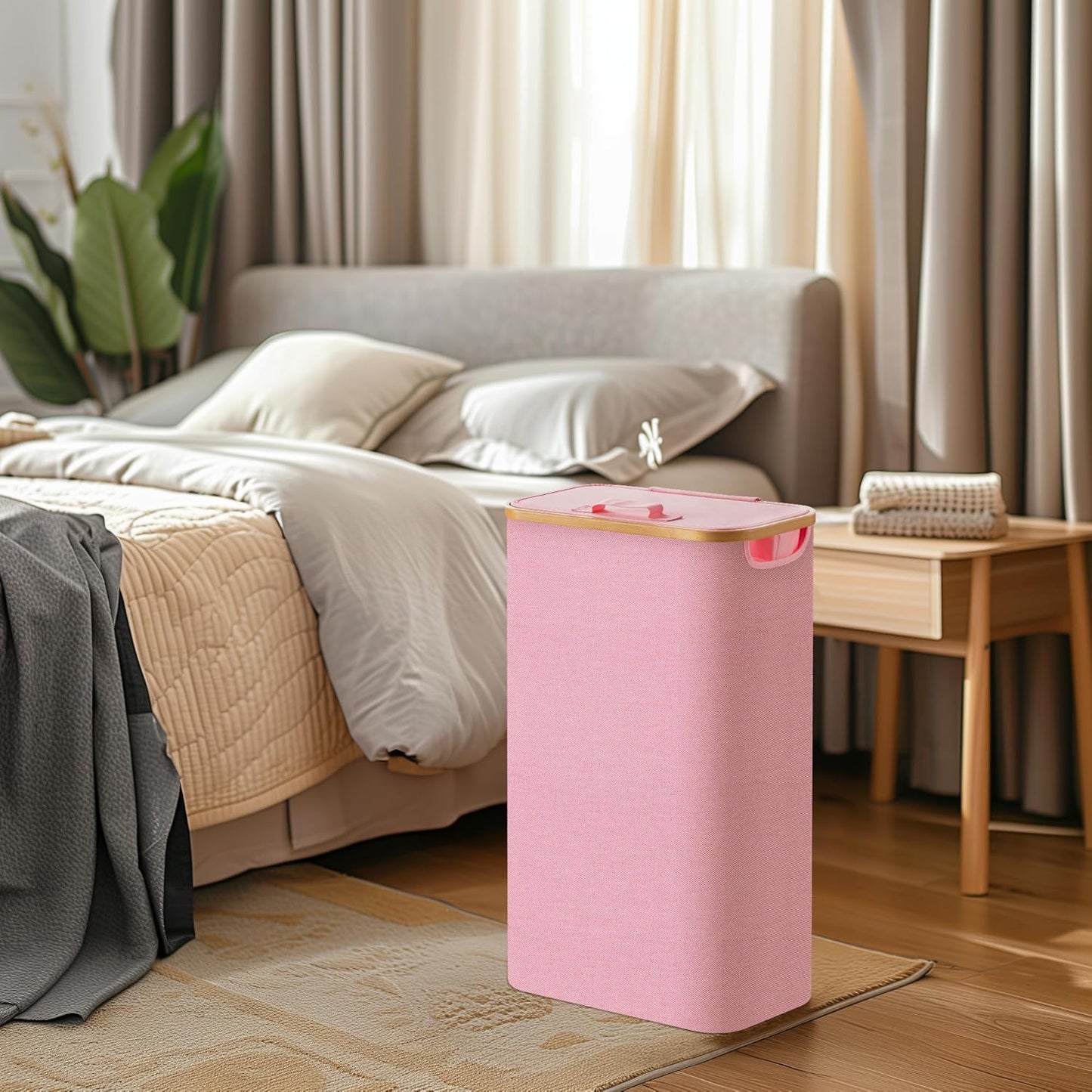 Large Double Hamper | Storage Basket with Lid & Removable Bags