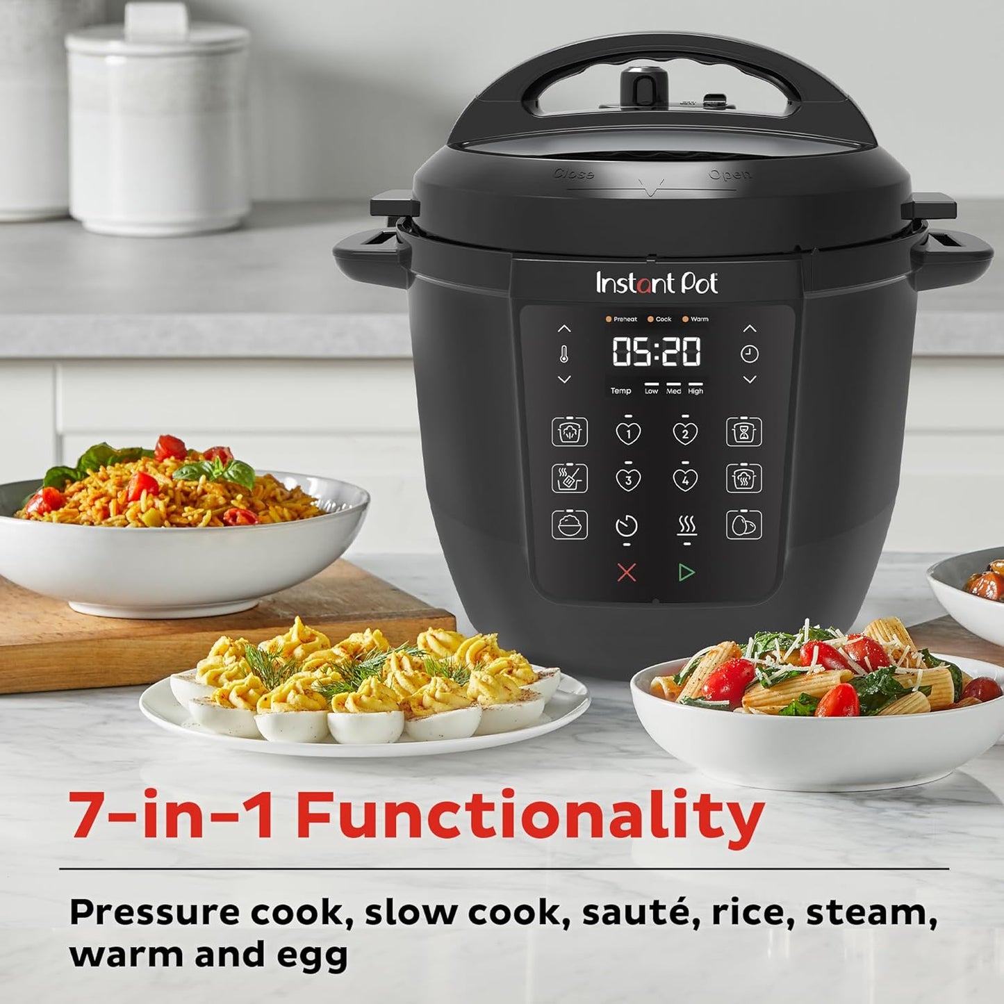 Instant Pot Duo 7-in-1 Multicooker, 5.7L - Pressure Cooker, Slow Cooker, Rice Cooker, Sauté Pan, Yogurt Maker, Steamer and Food Warmer, Brushed Stainless Steel,Black/ Grey