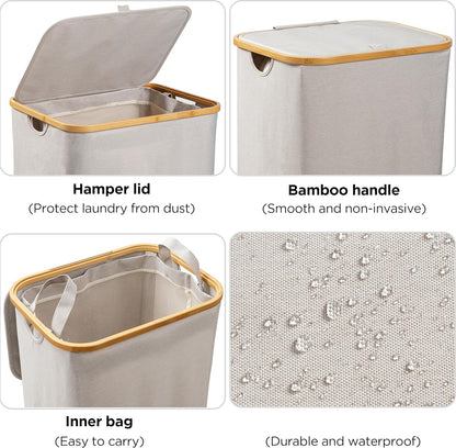 Large Double Hamper | Storage Basket with Lid & Removable Bags