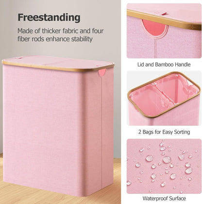 Large Double Hamper | Storage Basket with Lid & Removable Bags
