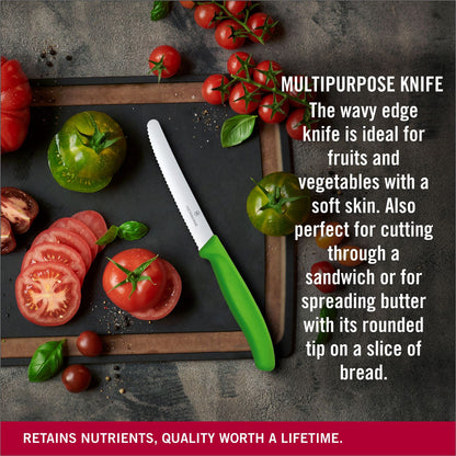 Victorinox Classic Wavy Edge Steak and Tomato Knife, Green