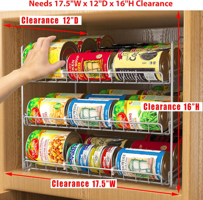 SimpleHouseware Stackable 3 Tier Can Rack Organiser for Kitchen and Pantry Organization, White