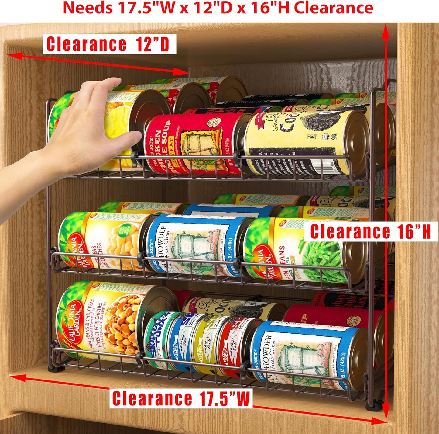 SimpleHouseware Stackable 3 Tier Can Rack Organiser for Kitchen and Pantry Organization, White
