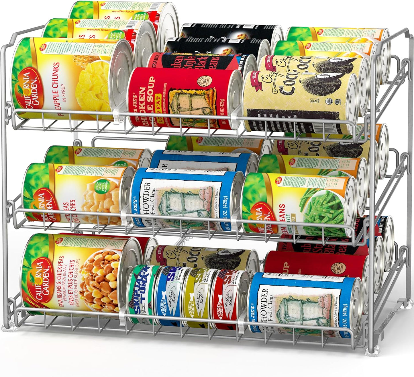 SimpleHouseware Stackable 3 Tier Can Rack Organiser for Kitchen and Pantry Organization, White