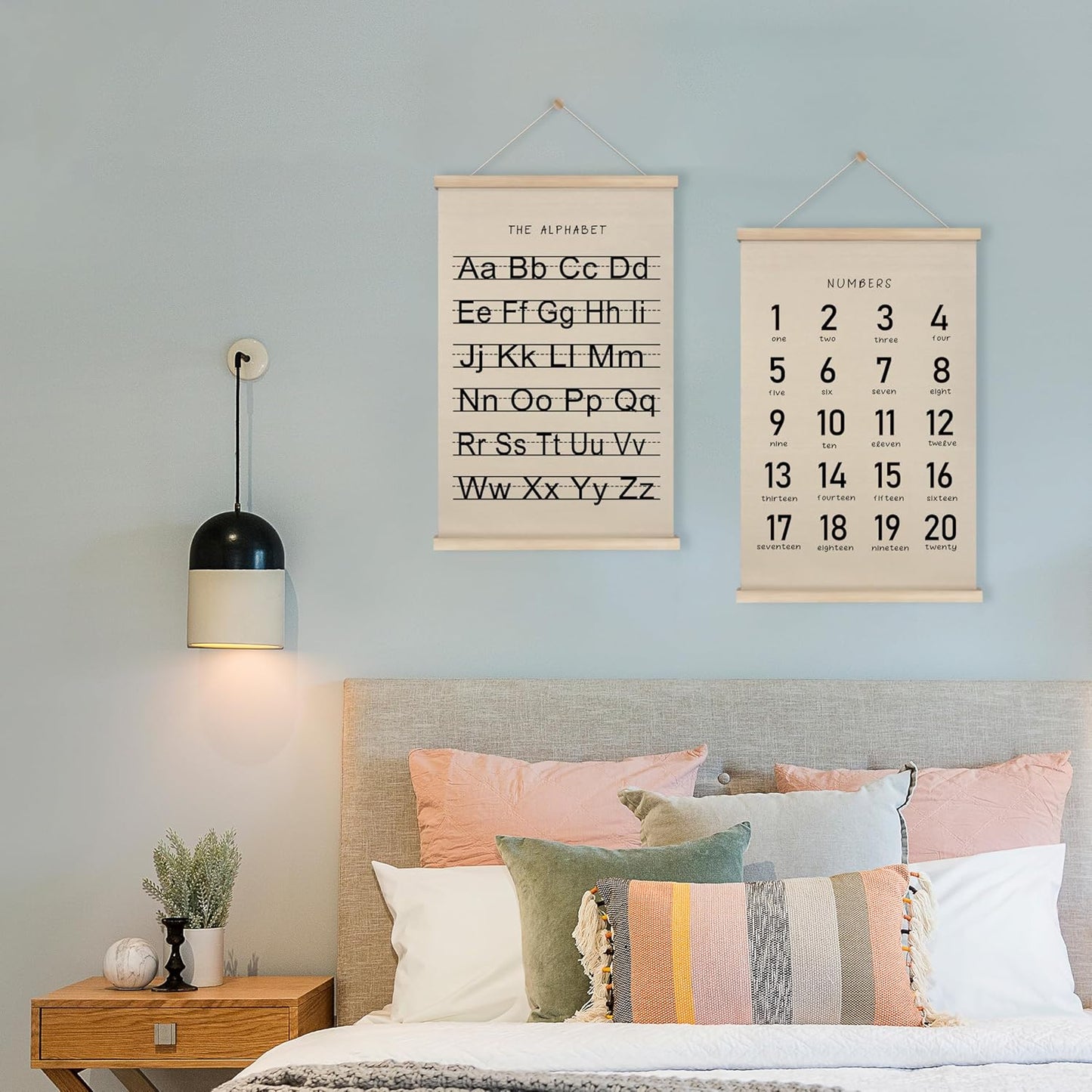 Alphabet, Numbers, Nursery Wall Art Decor | Linen Canvas Prints | Australia