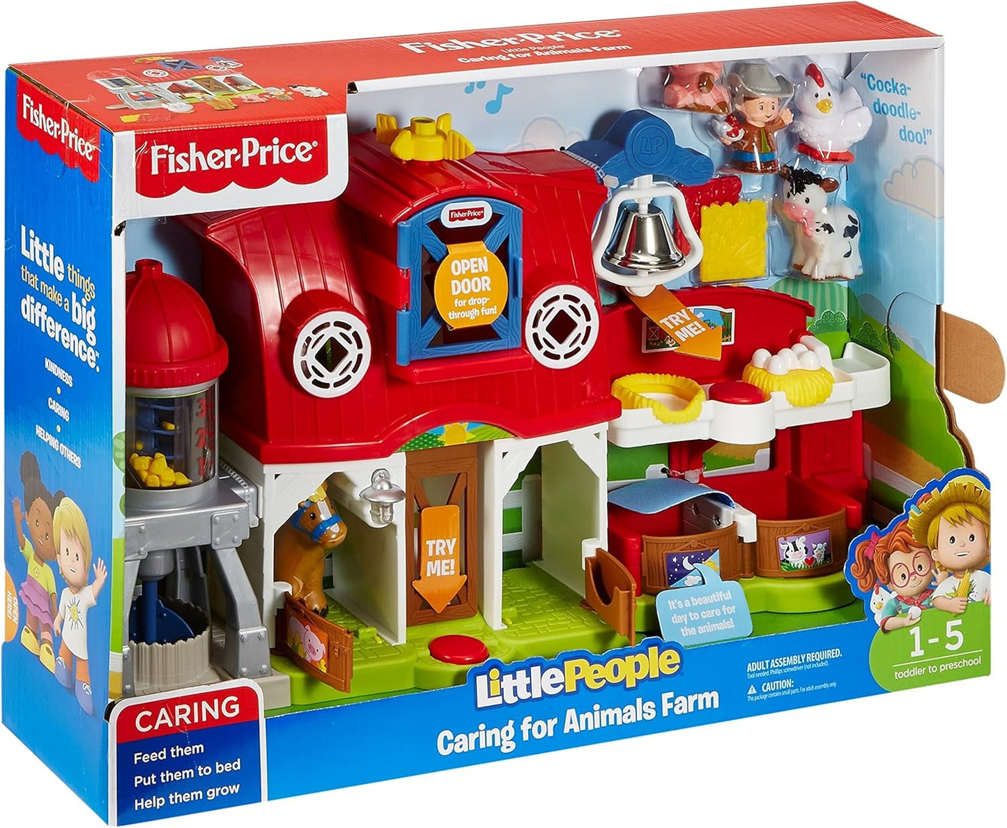 Fisher-Price Little People Toddler Learning Toy Caring for Animals Farm Interactive Playset with Smart Stages for Ages 1+ Years