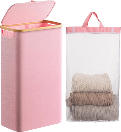 Large Double Hamper | Storage Basket with Lid & Removable Bags