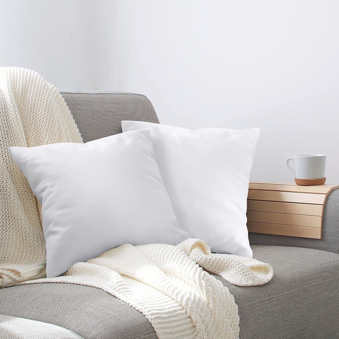NY Threads Throw Pillows Insert (Pack of 4, White) - 45 x 45 cm Bed and Couch Pillows - Indoor Decorative Pillows