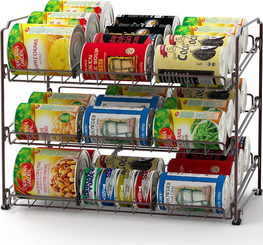 SimpleHouseware Stackable 3 Tier Can Rack Organiser for Kitchen and Pantry Organization, White