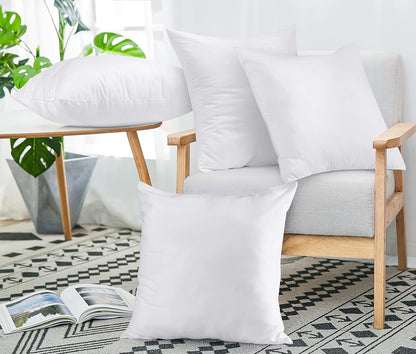 NY Threads Throw Pillows Insert (Pack of 4, White) - 45 x 45 cm Bed and Couch Pillows - Indoor Decorative Pillows