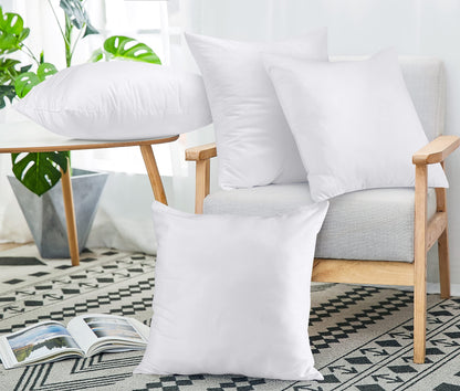 NY Threads Throw Pillows Insert (Pack of 4, White) - 45 x 45 cm Bed and Couch Pillows - Indoor Decorative Pillows