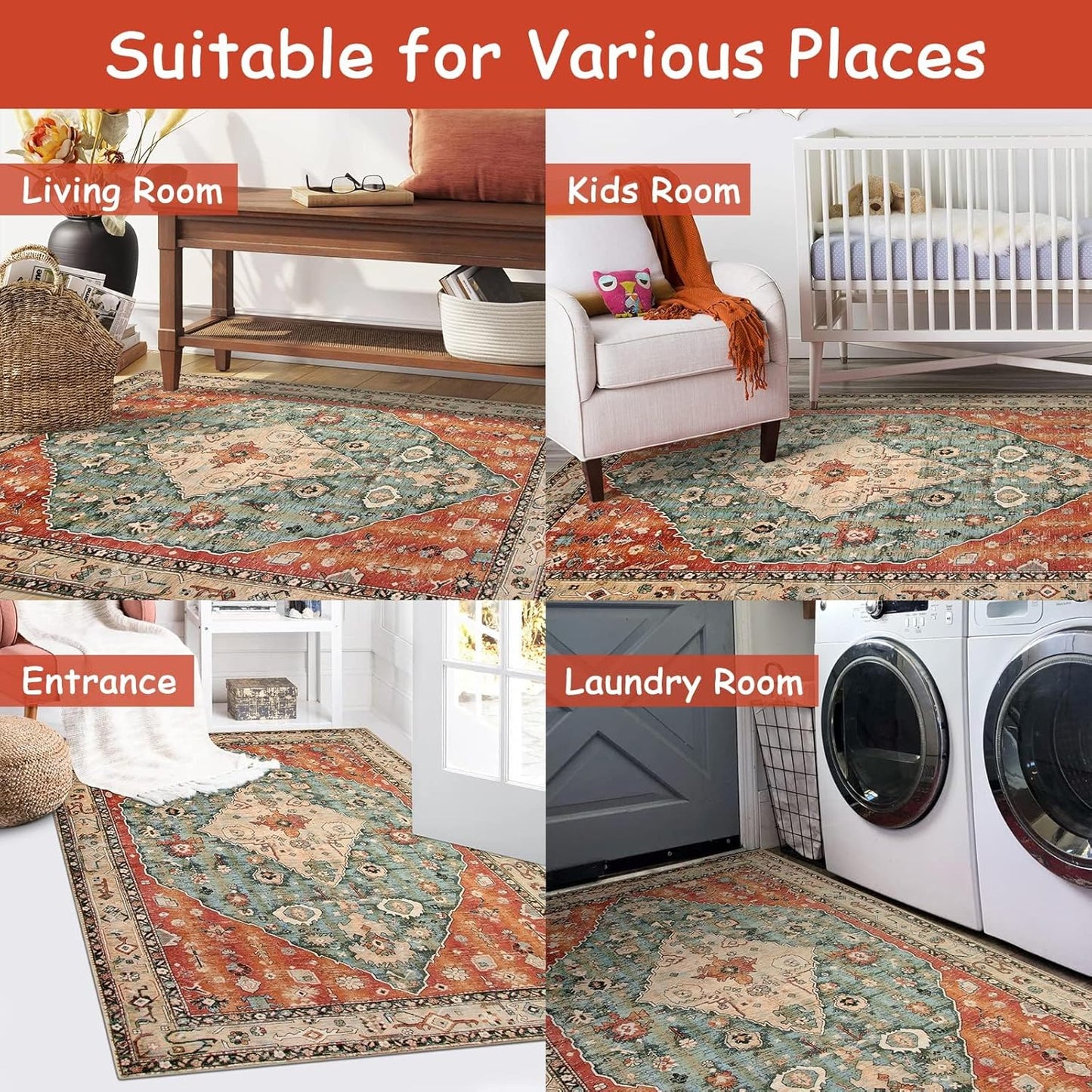Boho Area Rug - Soft Shag Rug for Living Room | Non-Slip | Australia