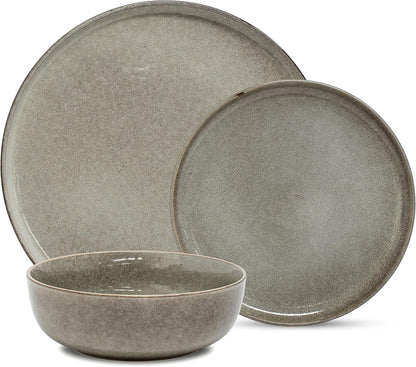 Salt and Pepper Relic | Moss Green Dinner Set for 4 | Modern Stoneware Dining