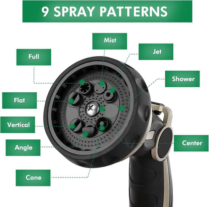 9-Pattern Metal Spray Gun – High-Pressure Hose Nozzle for Lawn, Car & Pets